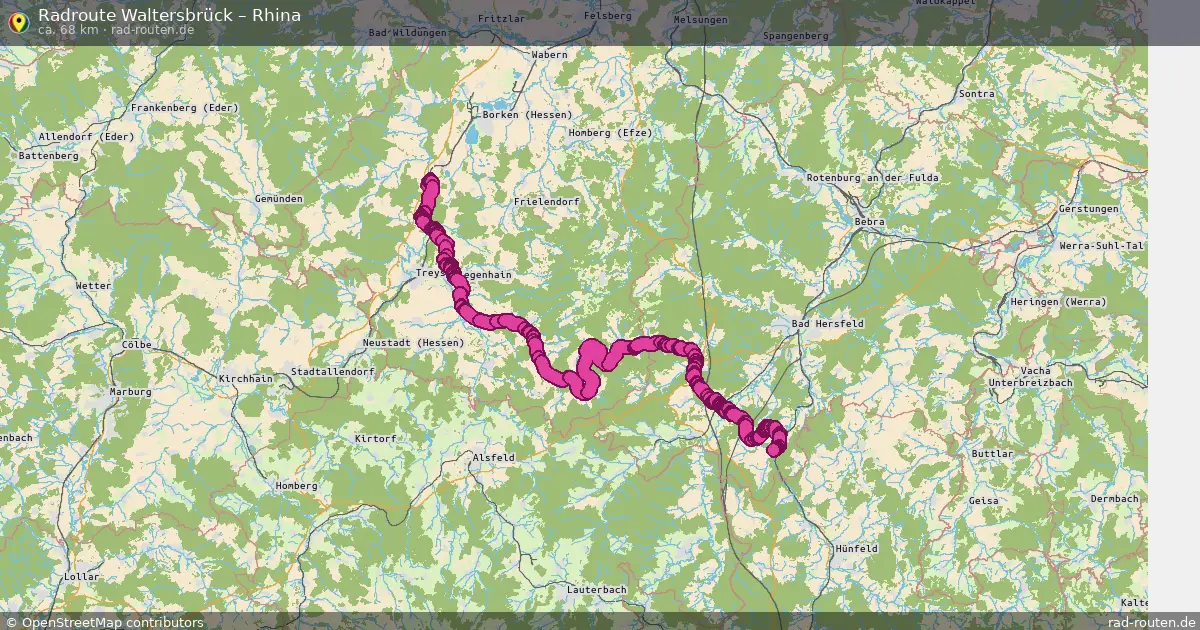 Fahrradroute Waltersbrück – Rhina (68 km) – Rad-Routen.de