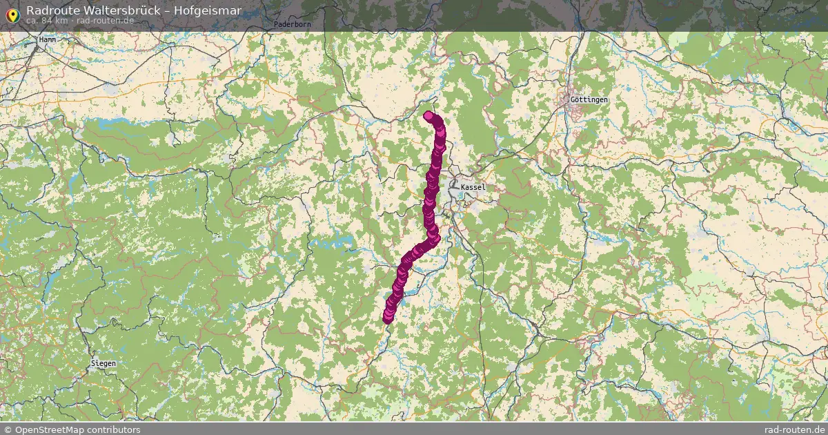 Fahrradroute Waltersbrück – Hofgeismar (82 km) – Rad-Routen.de