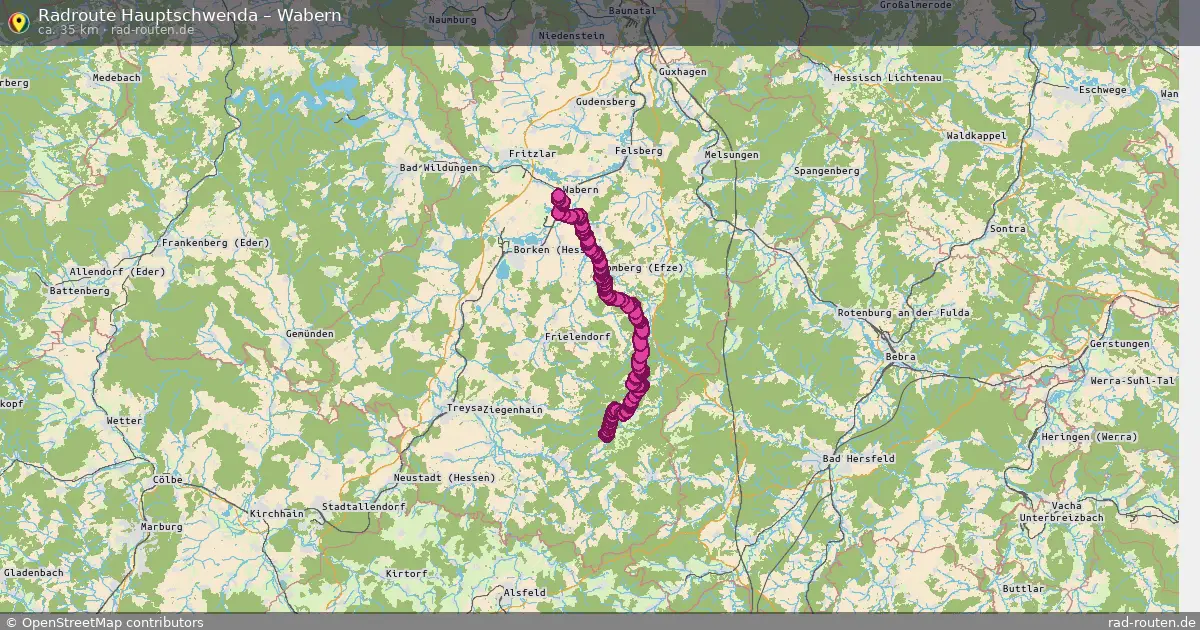 Fahrradroute Hauptschwenda – Wabern (35 km) – Rad-Routen.de