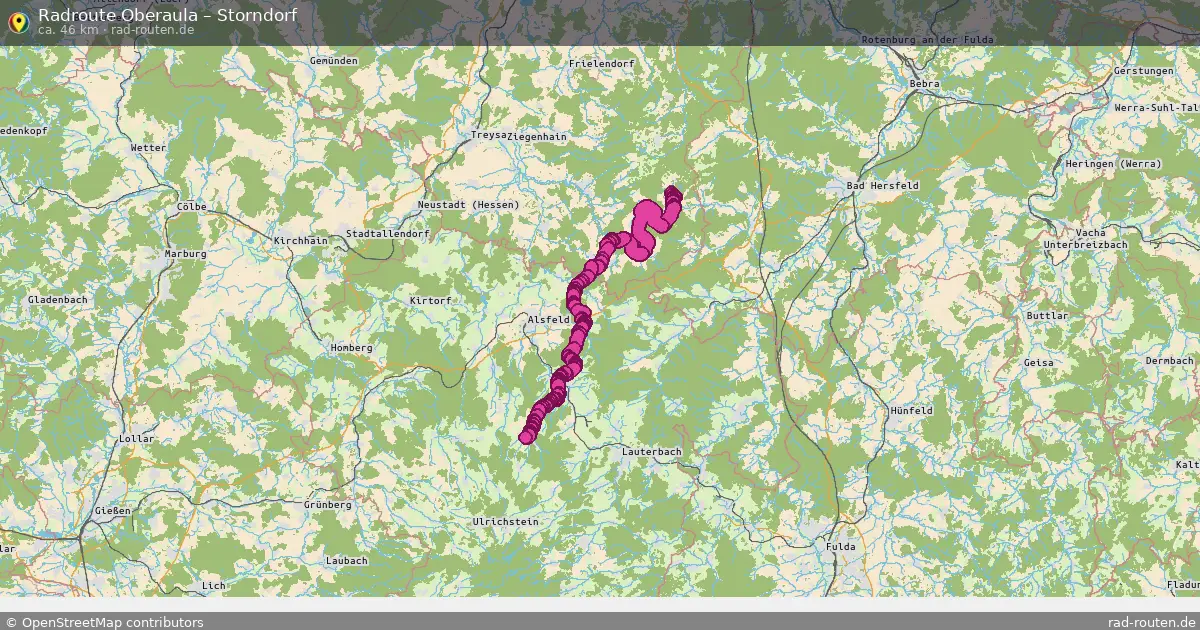 Fahrradroute Oberaula – Storndorf (46 km) – Rad-Routen.de