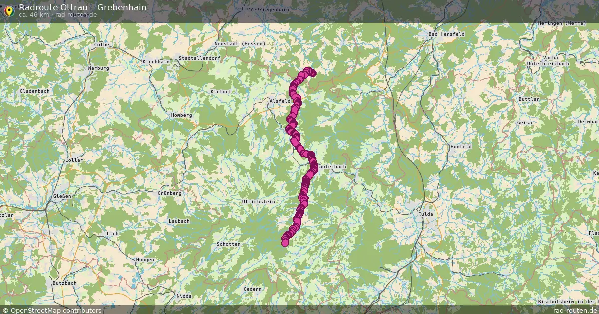 Fahrradroute Ottrau – Grebenhain (46 km) – Rad-Routen.de