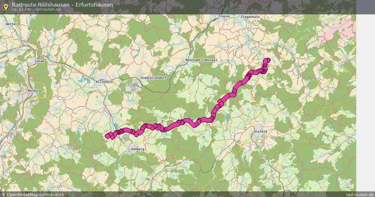 Fahrradroute Röllshausen – Erfurtshausen (41 km) – Rad-Routen.de