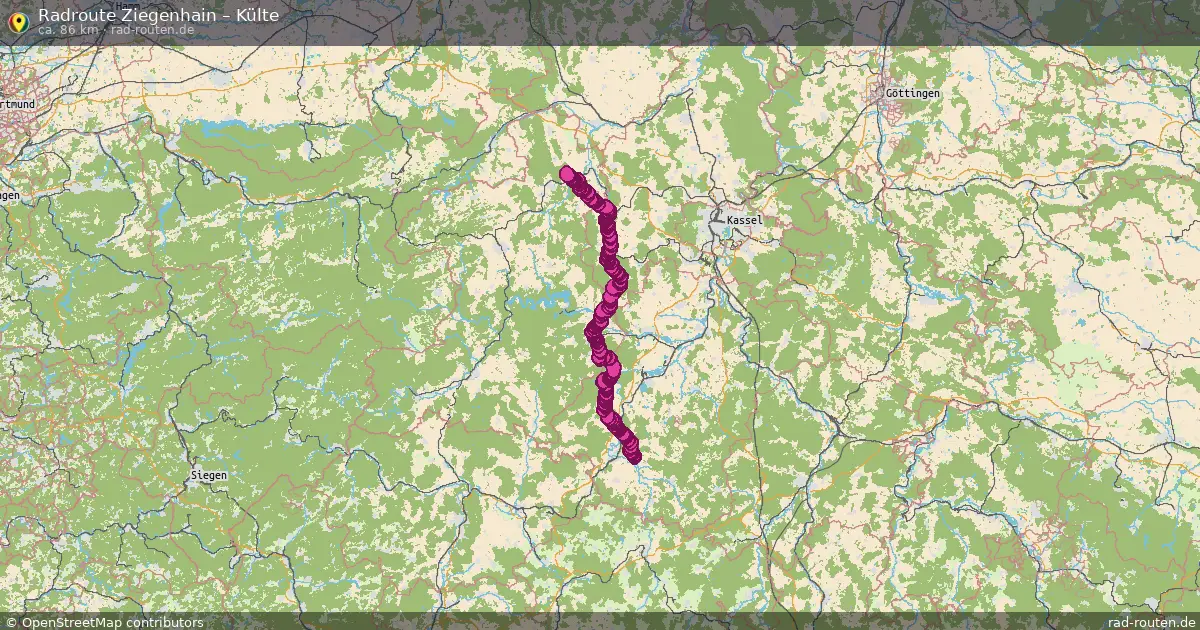 Fahrradroute Ziegenhain – Külte