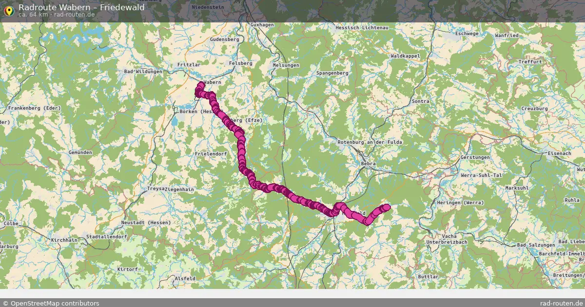 Fahrradroute Wabern – Friedewald (64 km) – Rad-Routen.de