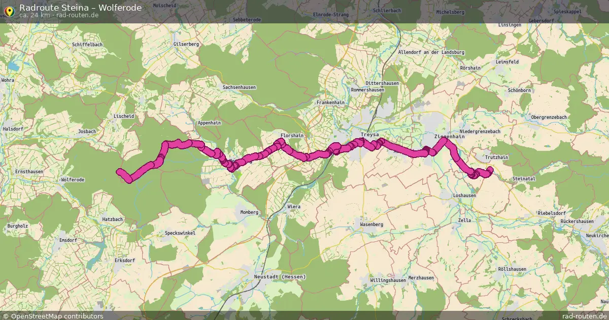 Fahrradroute Steina – Wolferode (24 km) – Rad-Routen.de
