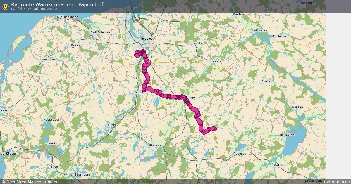 Fahrradroute Warnkenhagen – Papendorf (54 km) – Rad-Routen.de