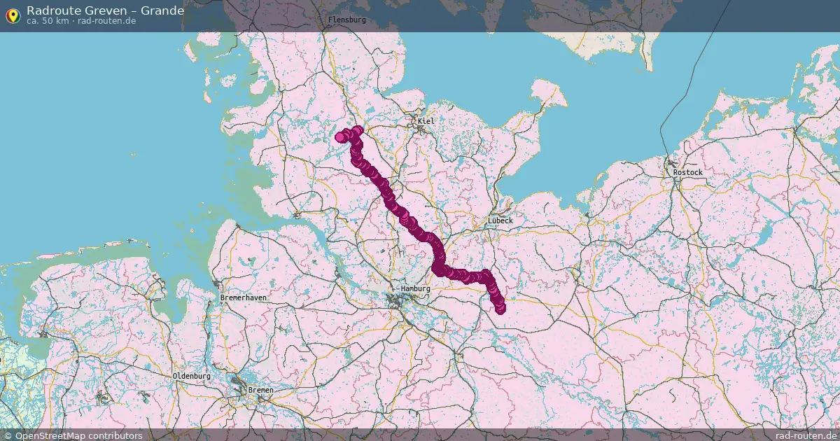 Fahrradroute von Greven nach Kuddewörde