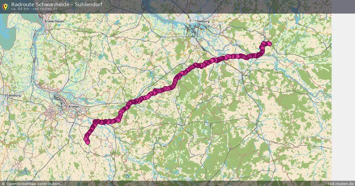 Fahrradroute Schwanheide – Samtgemeinde Wrestedt (82 km) – Rad-Routen.de