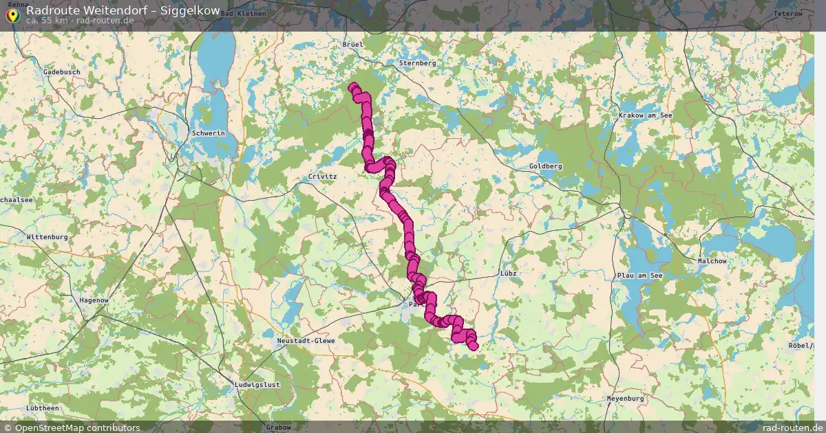 Fahrradroute Weitendorf – Siggelkow (55 km) – Rad-Routen.de