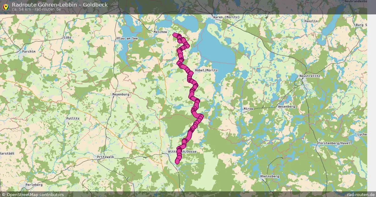 Fahrradroute Göhren-Lebbin – Goldbeck (54 km) – Rad-Routen.de