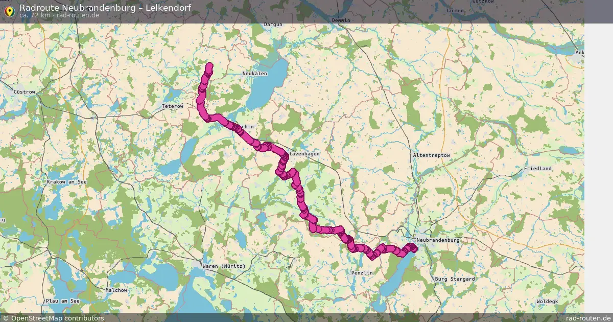 Fahrradroute Neubrandenburg – Lelkendorf (72 km) – Rad-Routen.de