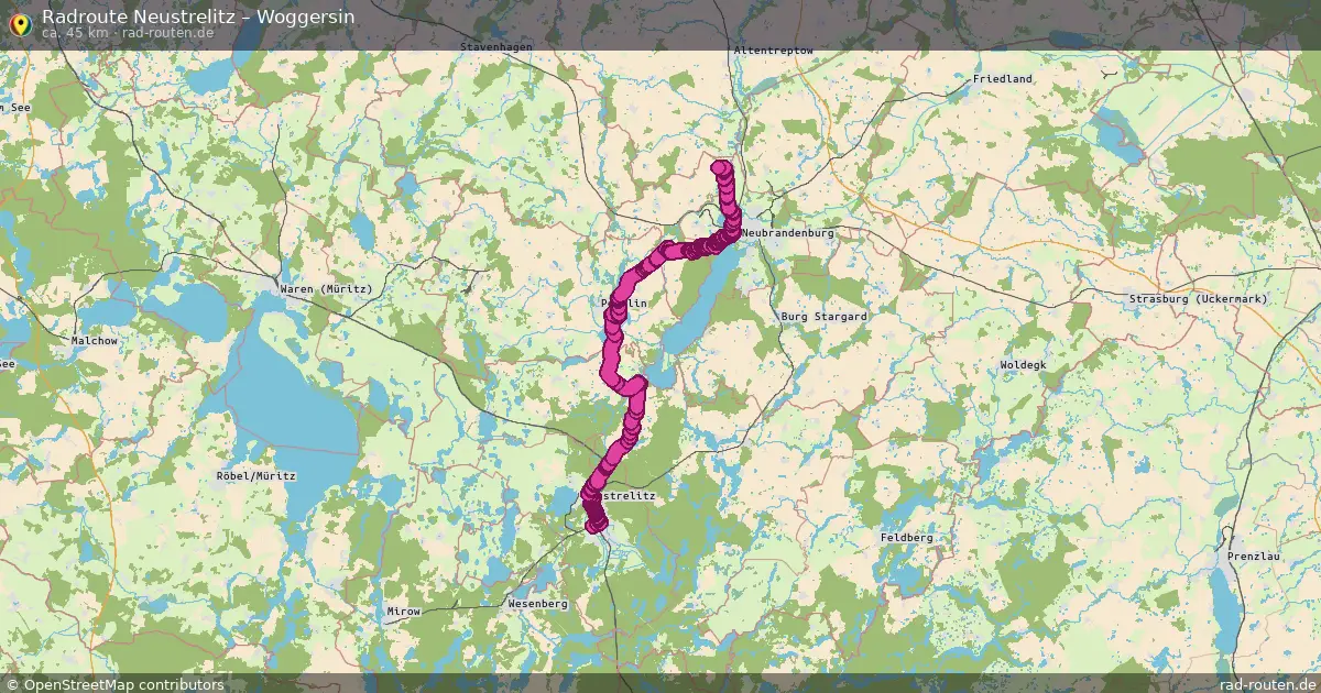 Fahrradroute Neustrelitz – Woggersin
