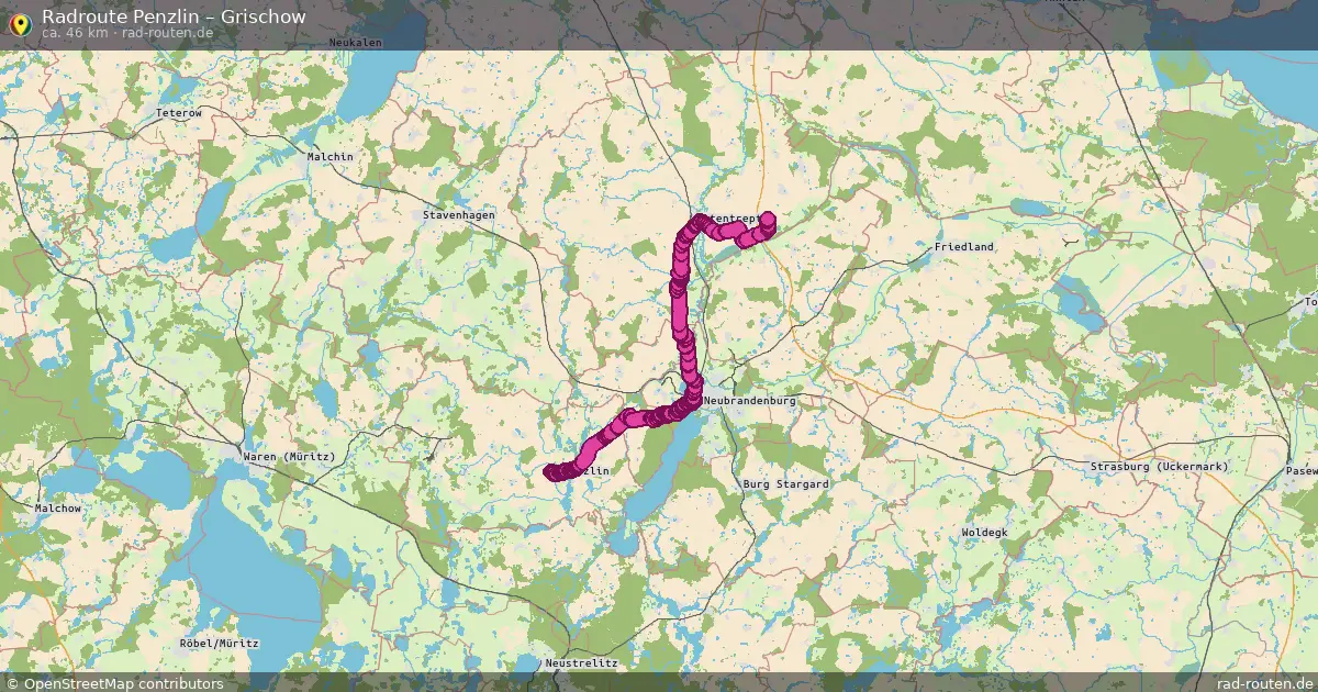 Fahrradroute Penzlin – Grischow (46 km) – Rad-Routen.de