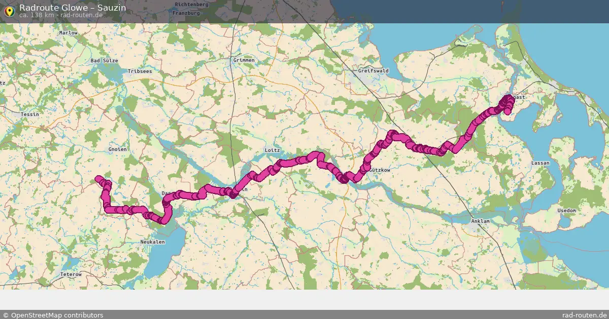 Fahrradroute Glowe – Sauzin (138 km) – Rad-Routen.de