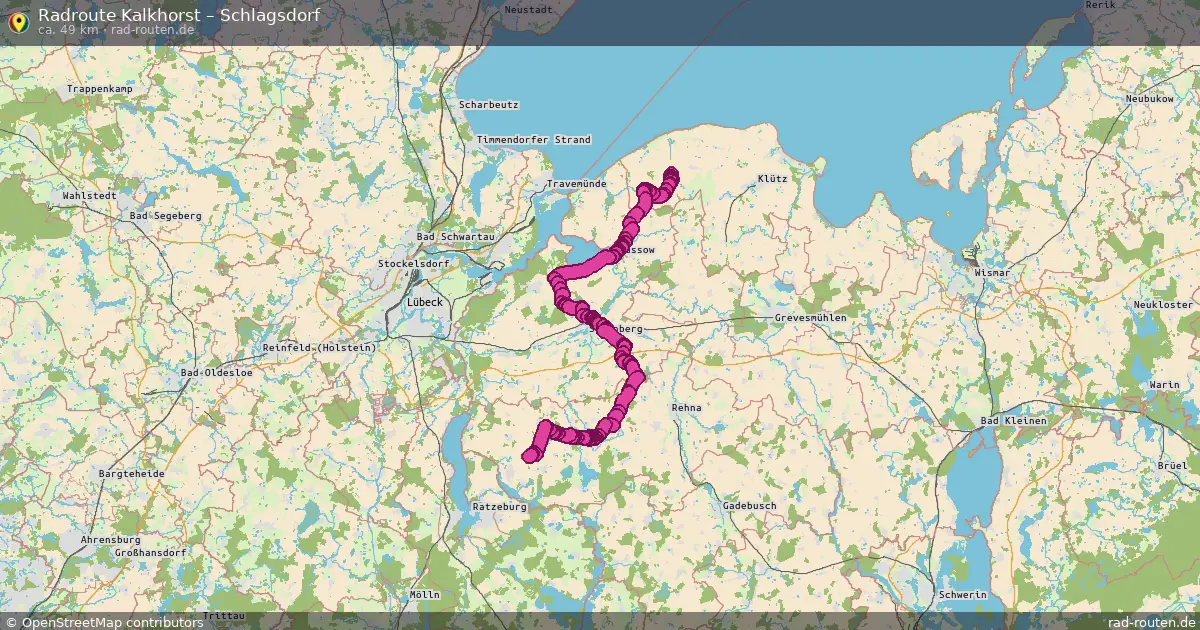 Fahrradroute Kalkhorst – Schlagsdorf (50 km) – Rad-Routen.de