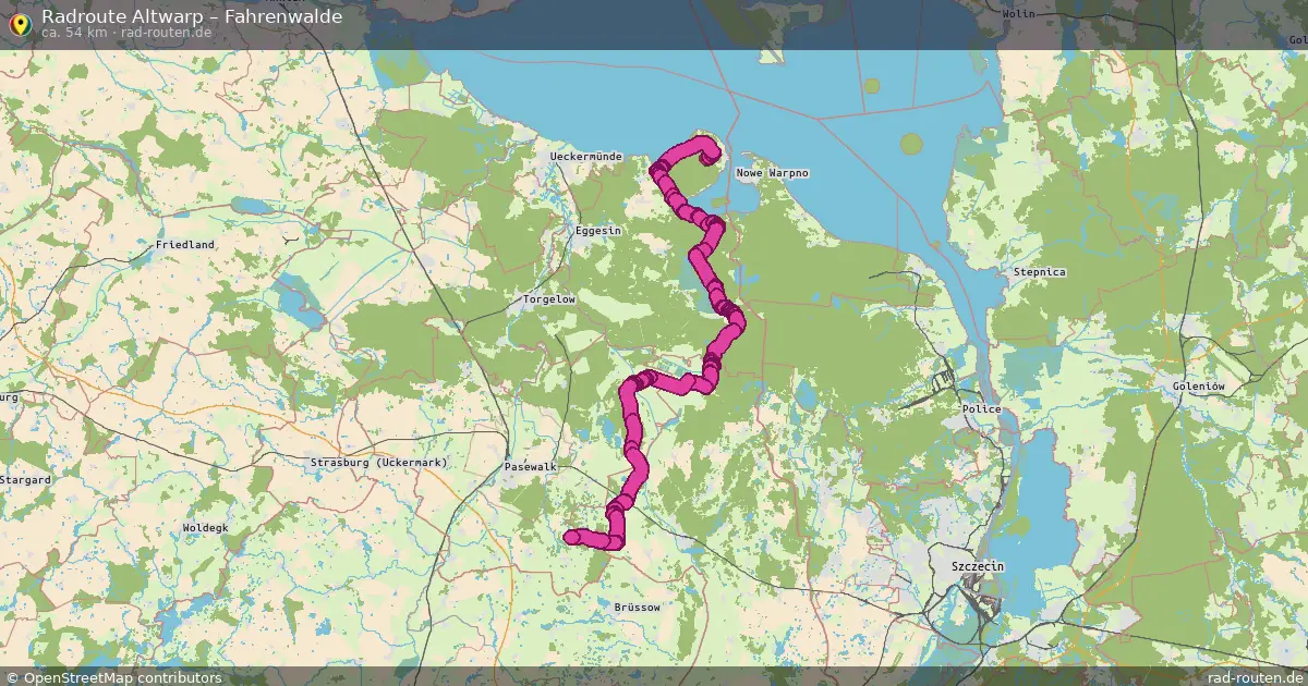 Fahrradroute Altwarp – Fahrenwalde (54 km) – Rad-Routen.de