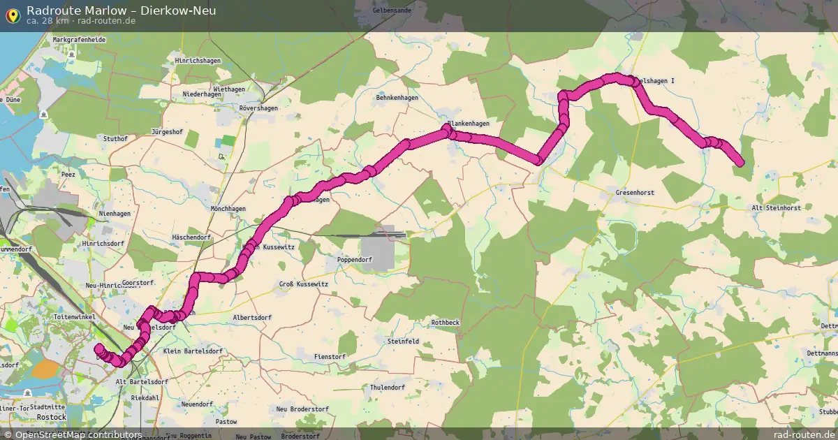 Fahrradroute Marlow – Dierkow-Neu (28 km) – Rad-Routen.de