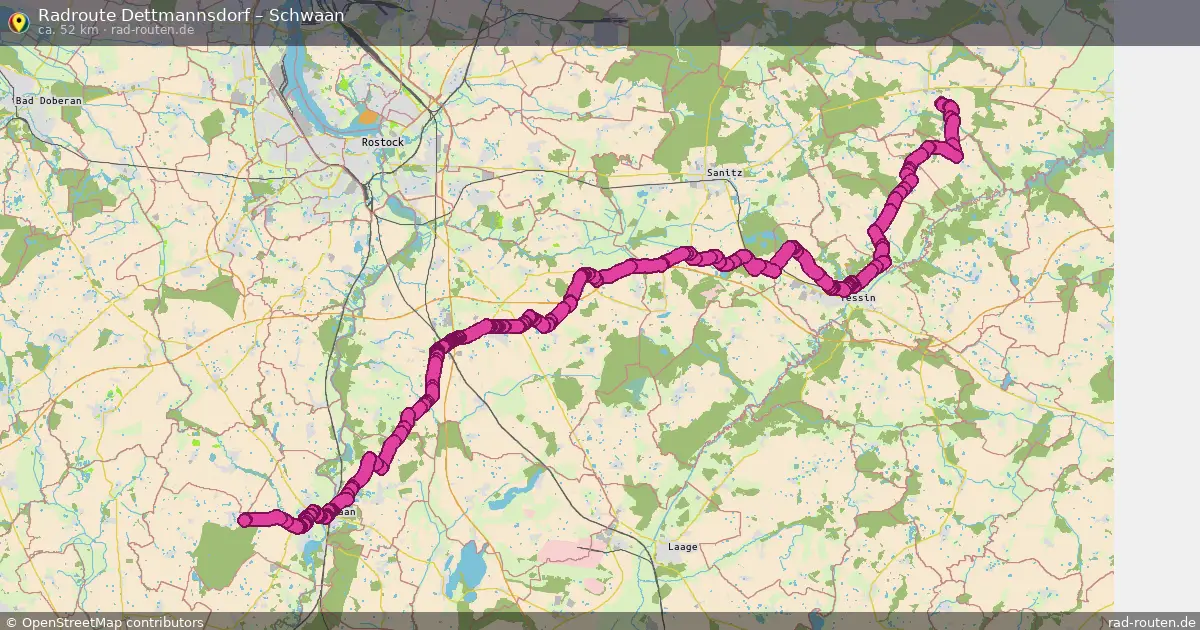 Fahrradroute Dettmannsdorf – Schwaan (52 km) – Rad-Routen.de