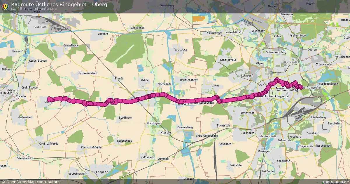 Fahrradroute von Östliches Ringgebiet nach Oberg