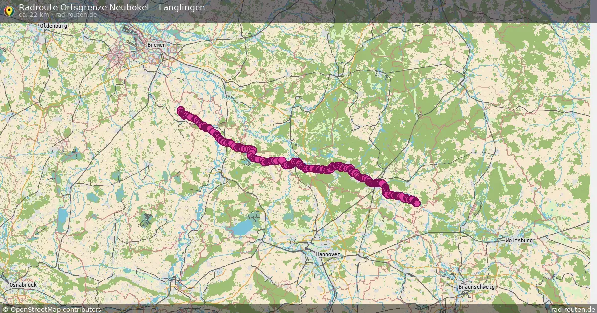 Fahrradroute Ortsgrenze Neubokel – Langlingen (22 km) – Rad-Routen.de