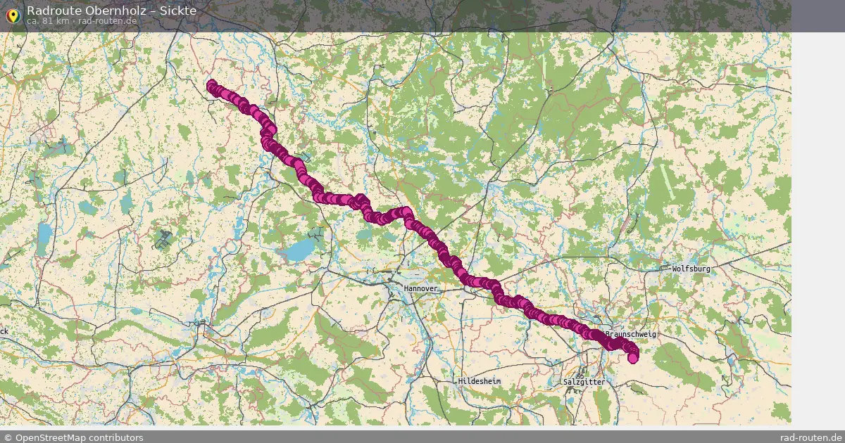 Fahrradroute Obernholz – Sickte (81 km) – Rad-Routen.de