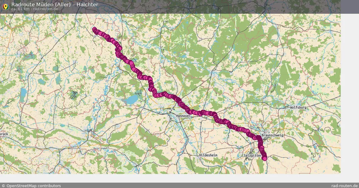 Fahrradroute Müden (Aller) – Halchter (61 km) – Rad-Routen.de