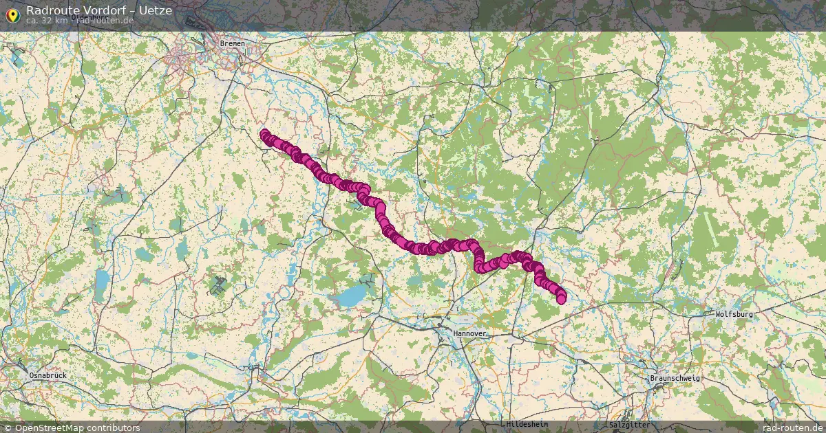 Fahrradroute Vordorf – Uetze (32 km) – Rad-Routen.de