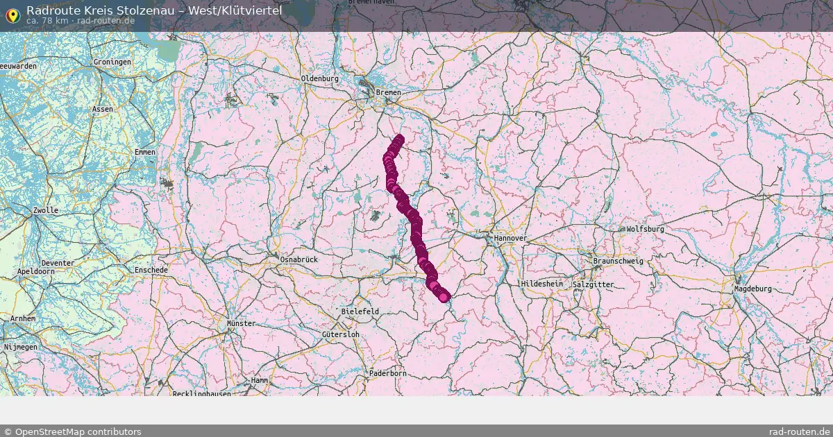 Fahrradroute Kreis Stolzenau – West Klütviertel (78 km) – Rad-Routen.de