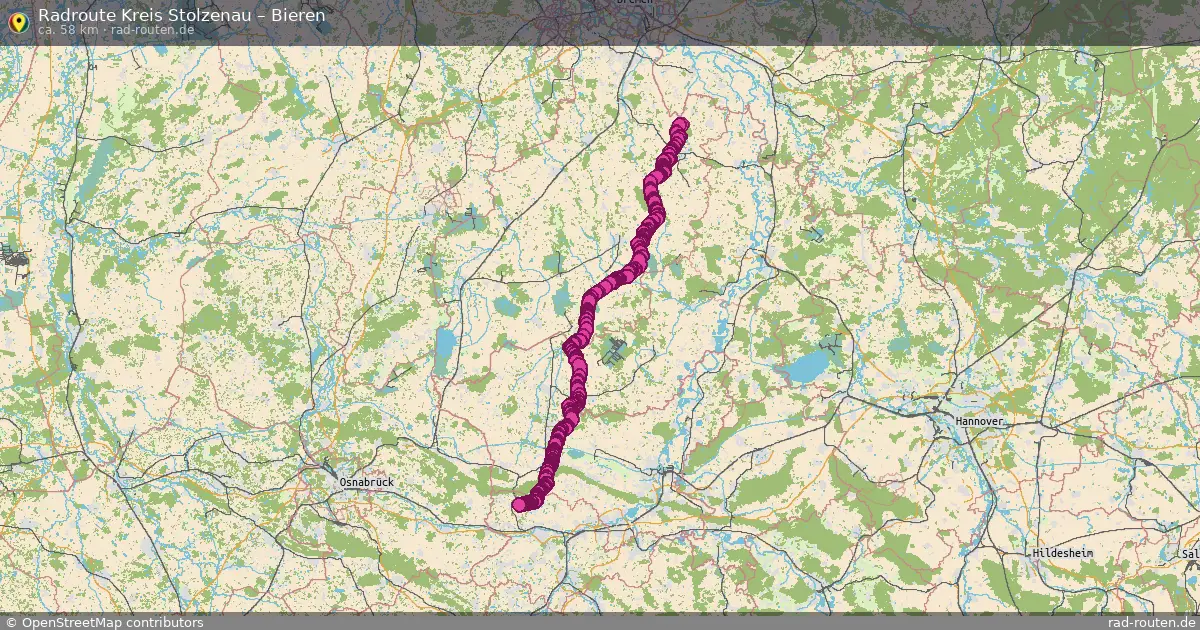 Fahrradroute Kreis Stolzenau – Bieren (58 km) – Rad-Routen.de