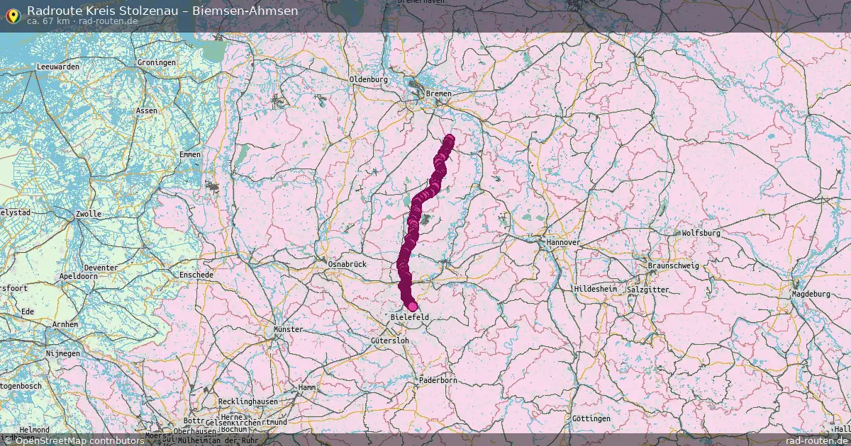 Fahrradroute Kreis Stolzenau – Biemsen-Ahmsen (67 km) – Rad-Routen.de