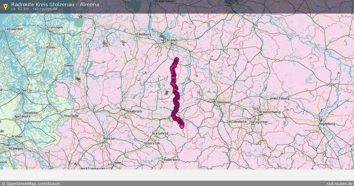 Fahrradroute Kreis Stolzenau – Almena (62 km) – Rad-Routen.de