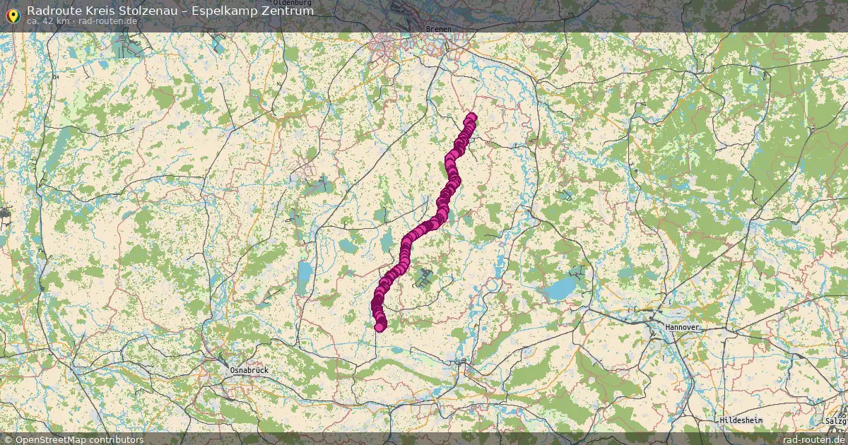 Fahrradroute Kreis Stolzenau – Espelkamp Zentrum (42 km) – Rad-Routen.de