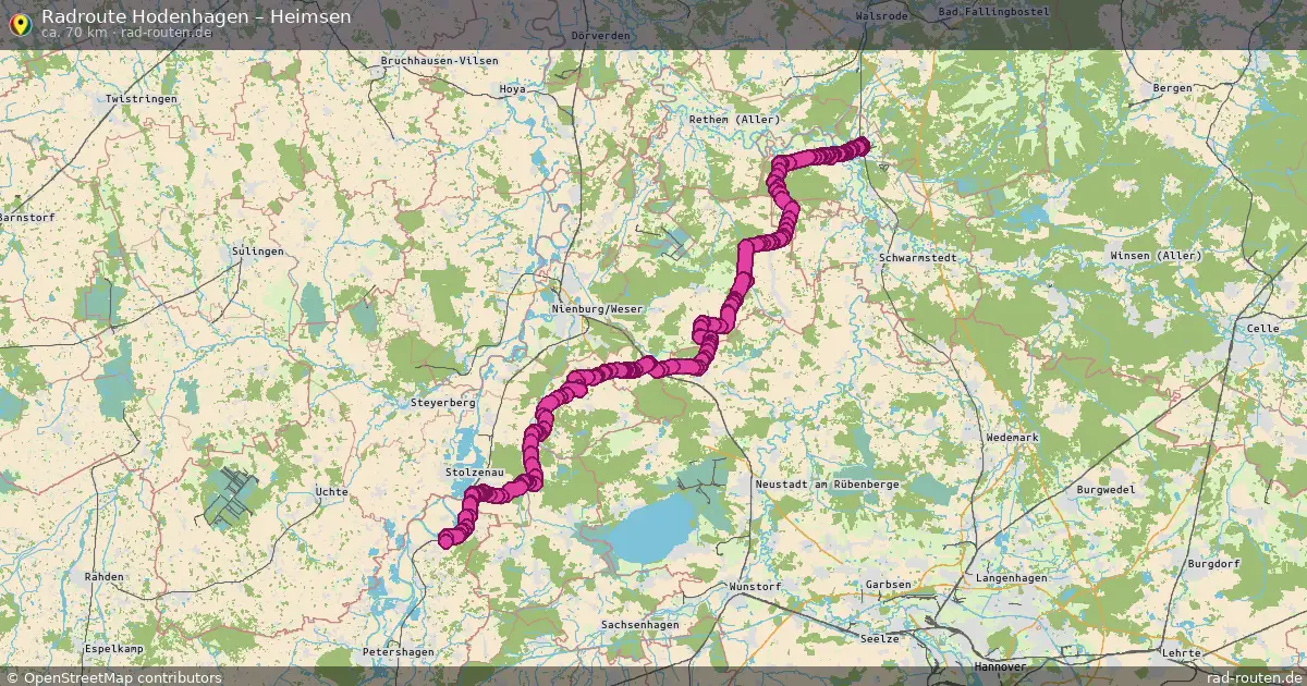 Fahrradroute Hodenhagen – Heimsen (70 km) – Rad-Routen.de