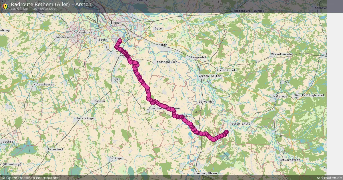 Fahrradroute Rethem (Aller) – Arsten (64 km) – Rad-Routen.de
