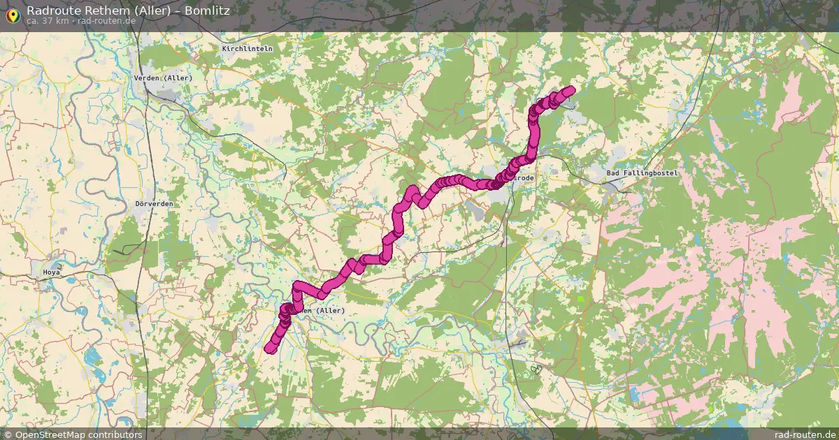 Fahrradroute Rethem (Aller) – Bomlitz (37 km) – Rad-Routen.de