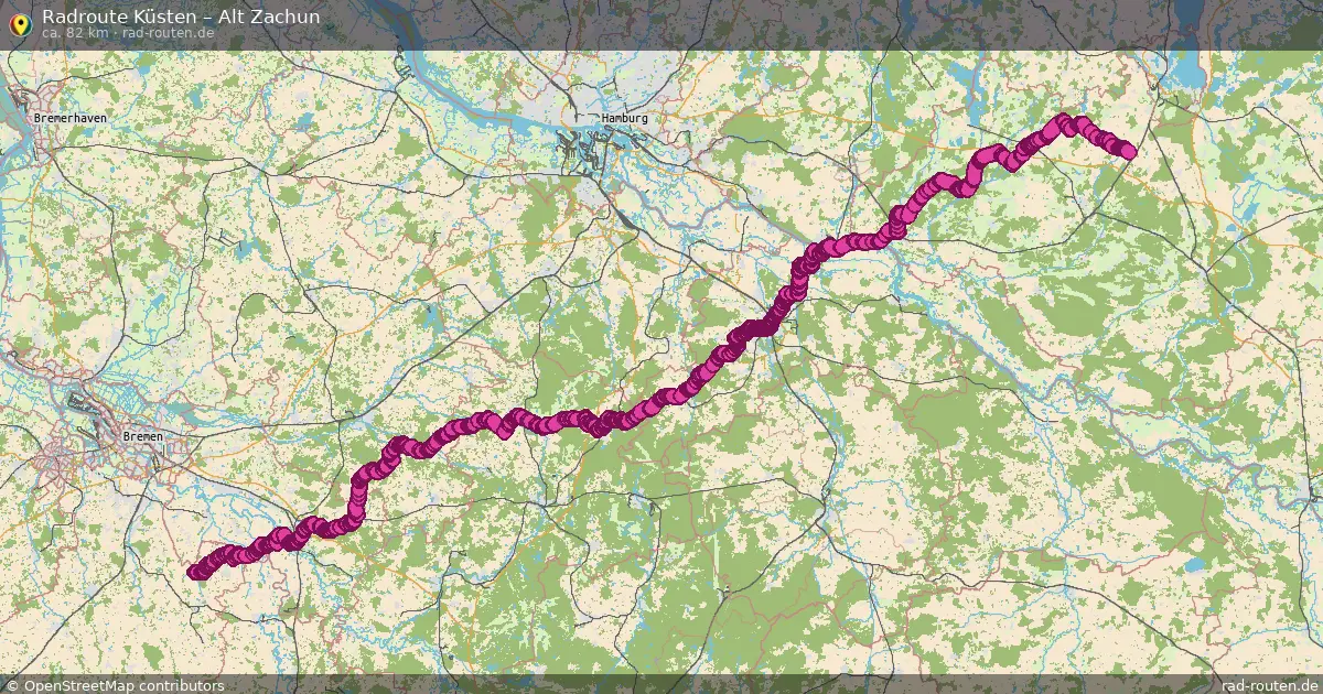 Fahrradroute Küsten – Alt Zachun (82 km) – Rad-Routen.de