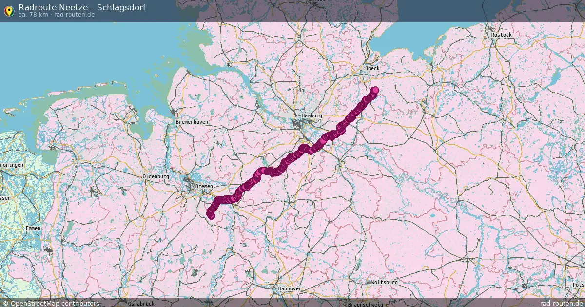 Fahrradroute Neetze – Schlagsdorf (78 km) – Rad-Routen.de