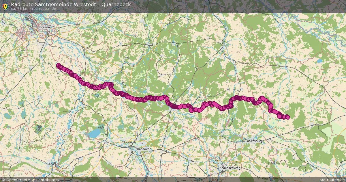 Fahrradroute Samtgemeinde Wrestedt – Quarnebeck (73 km) – Rad-Routen.de