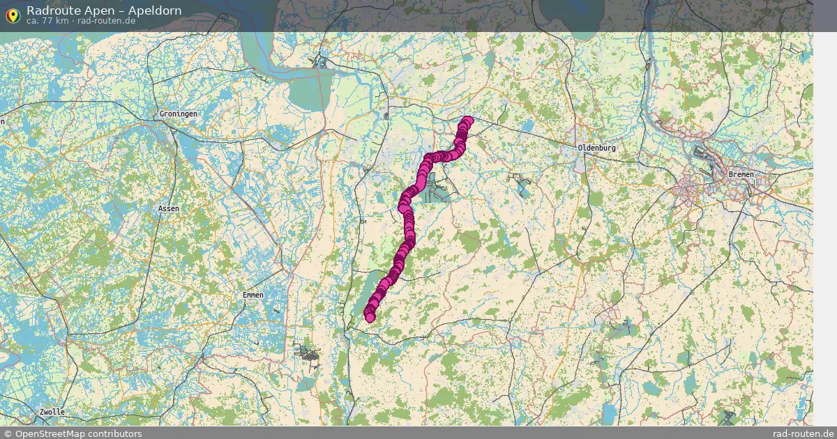 Fahrradroute Apen – Apeldorn (77 km) – Rad-Routen.de