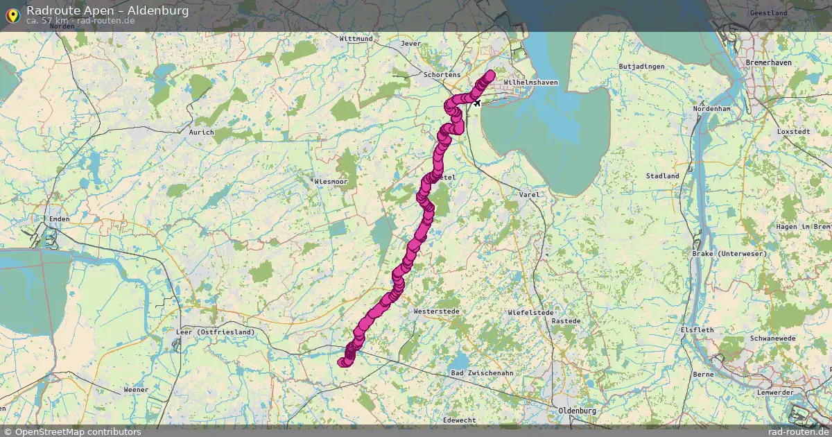 Fahrradroute Apen – Aldenburg (57 km) – Rad-Routen.de