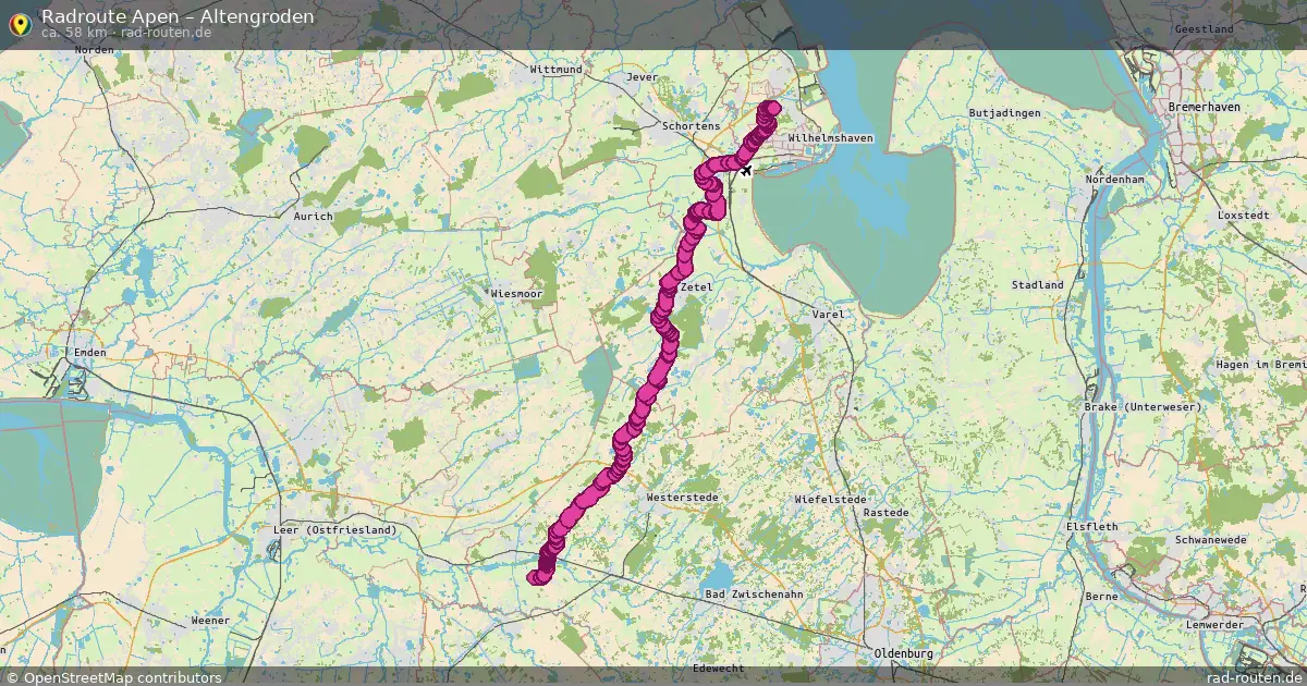 Fahrradroute Apen – Altengroden (58 km) – Rad-Routen.de