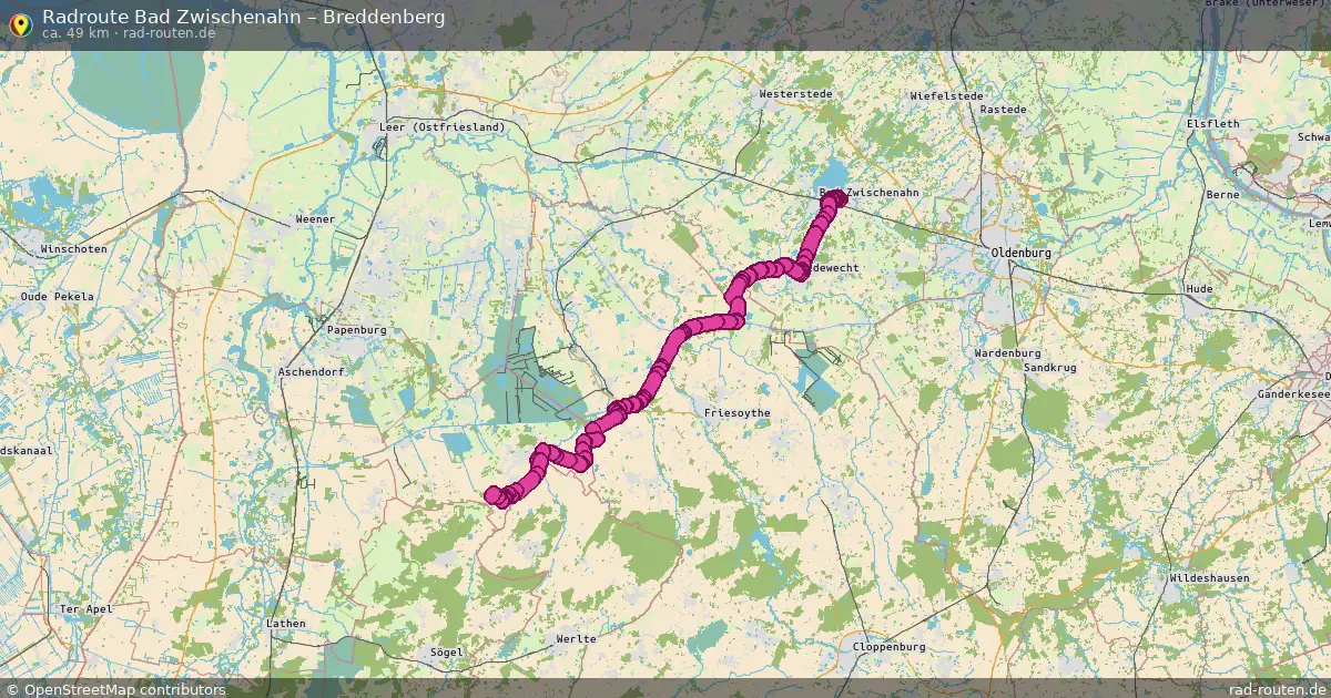 Fahrradroute Bad Zwischenahn – Breddenberg (49 km) – Rad-Routen.de