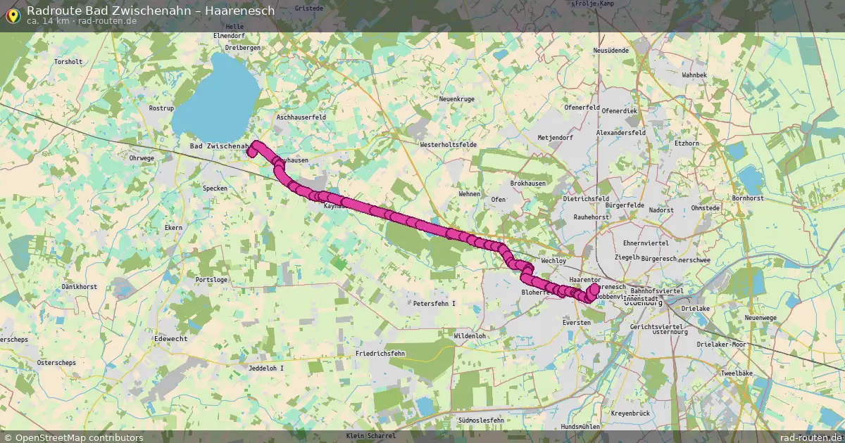 Fahrradroute Bad Zwischenahn – Haarenesch (14 km) – Rad-Routen.de