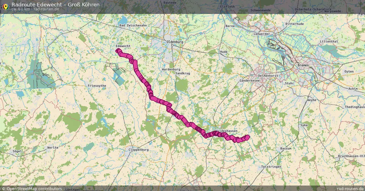 Fahrradroute Edewecht – Groß Köhren (61 km) – Rad-Routen.de