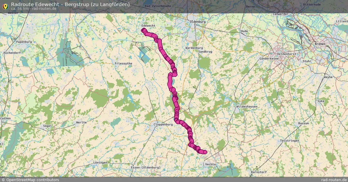 Fahrradroute Edewecht – Bergstrup (Zu Langförden) (57 km) – Rad-Routen.de