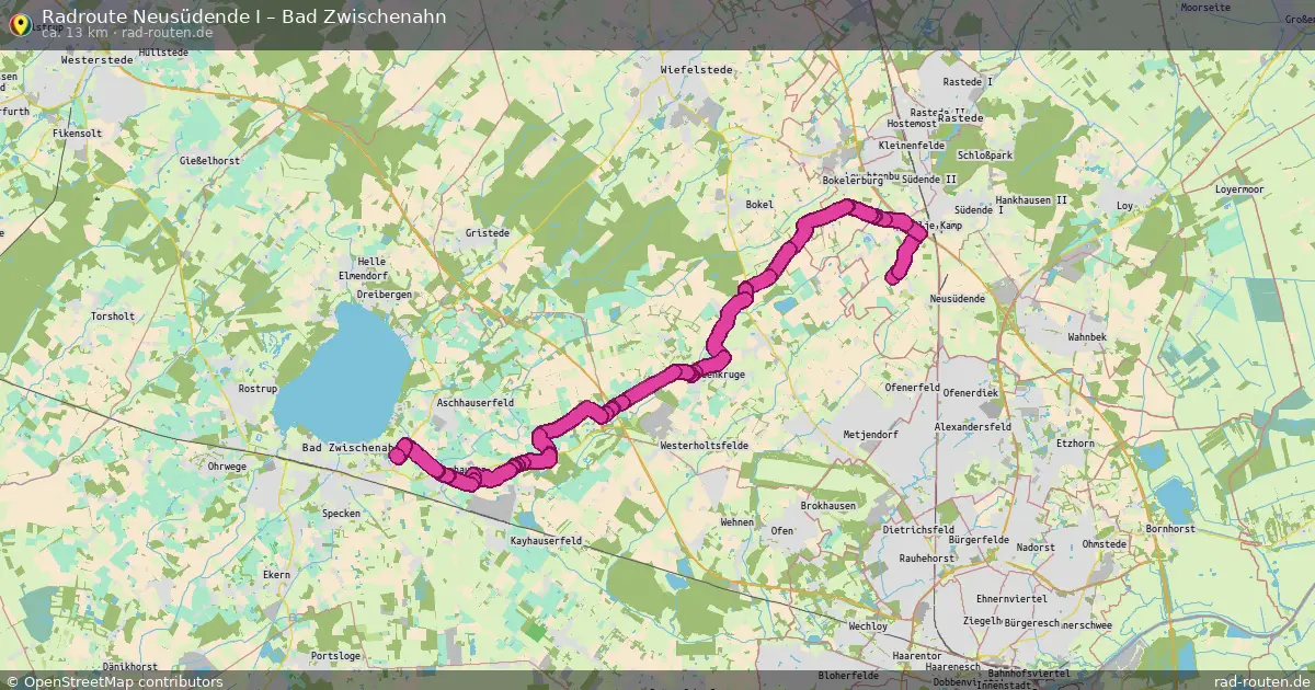 Fahrradroute Neusüdende I – Bad Zwischenahn (13 km) – Rad-Routen.de