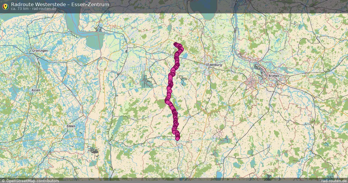 Fahrradroute Westerstede – Essen-Zentrum (73 km) – Rad-Routen.de