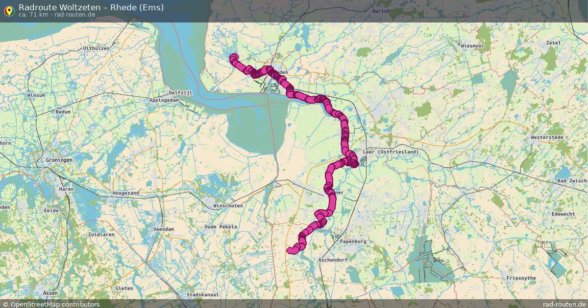 Fahrradroute Woltzeten – Rhede (Ems)