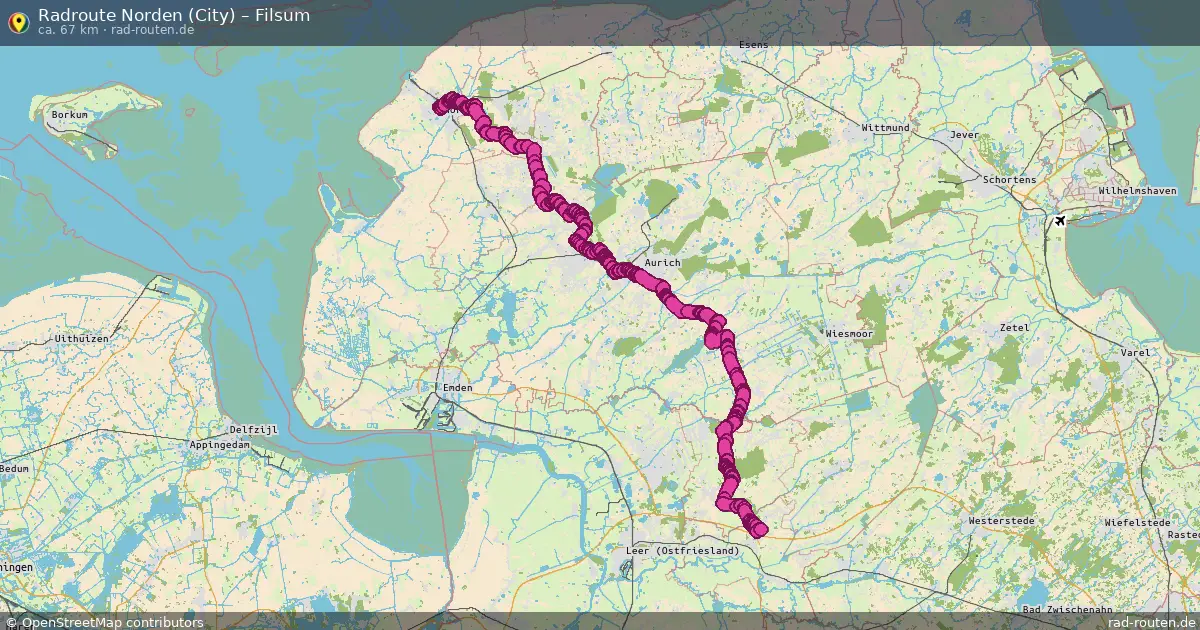 Fahrradroute Norden (City) – Filsum (67 km) – Rad-Routen.de