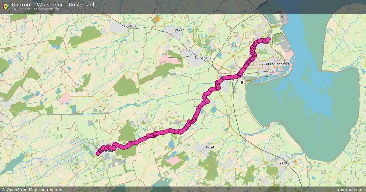 Fahrradroute Wiesmoor – Rüstersiel (37 km) – Rad-Routen.de